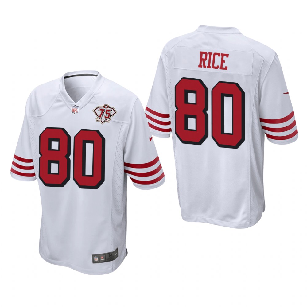 San Francisco 49ers Jerry Rice White Throwback Game Jersey 75th Anniversary - Men's