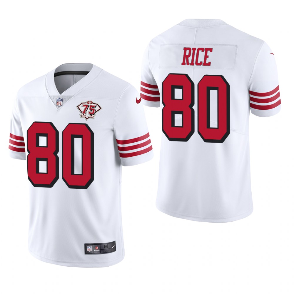 San Francisco 49ers Jerry Rice White Throwback Limited Jersey 75th Anniversary - Men's