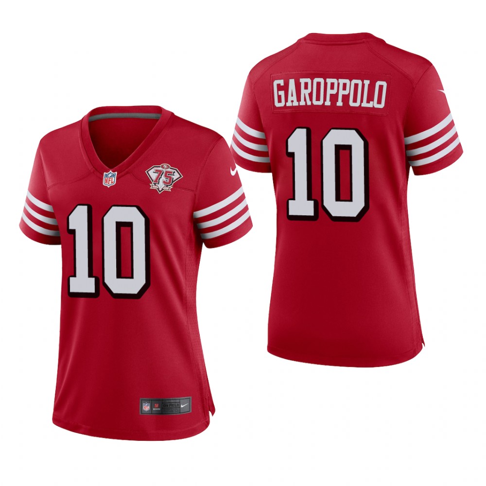 San Francisco 49ers Jimmy Garoppolo Scarlet Alternate Game Jersey 75th Anniversary - Women's