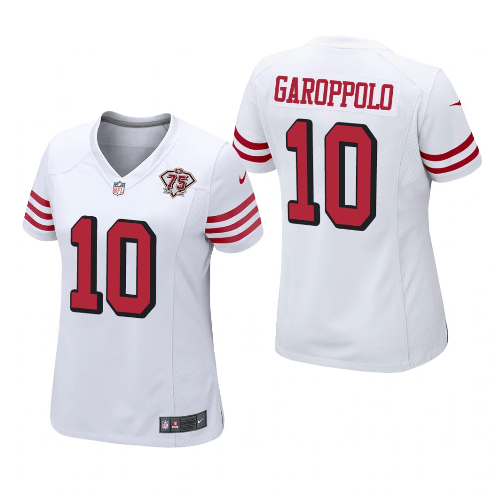 San Francisco 49ers Jimmy Garoppolo White Alternate Game Jersey 75th Anniversary - Women's