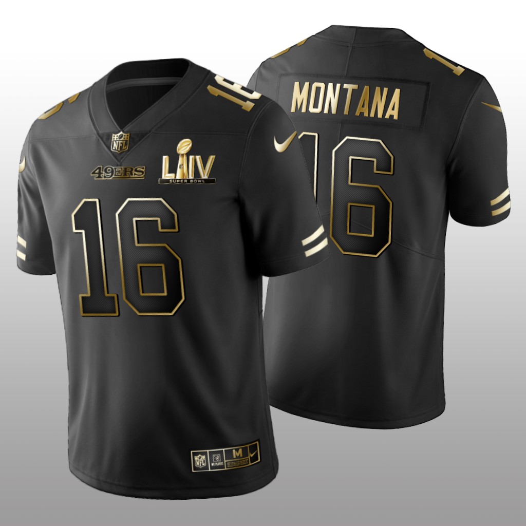 San Francisco 49ers Joe Montana Black Golden Edition Jersey Super Bowl LIV - Men's