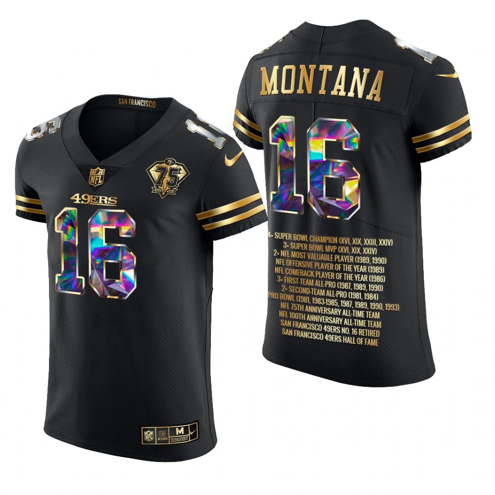 San Francisco 49ers Joe Montana Black Jersey 2021 Career Highlights Men's