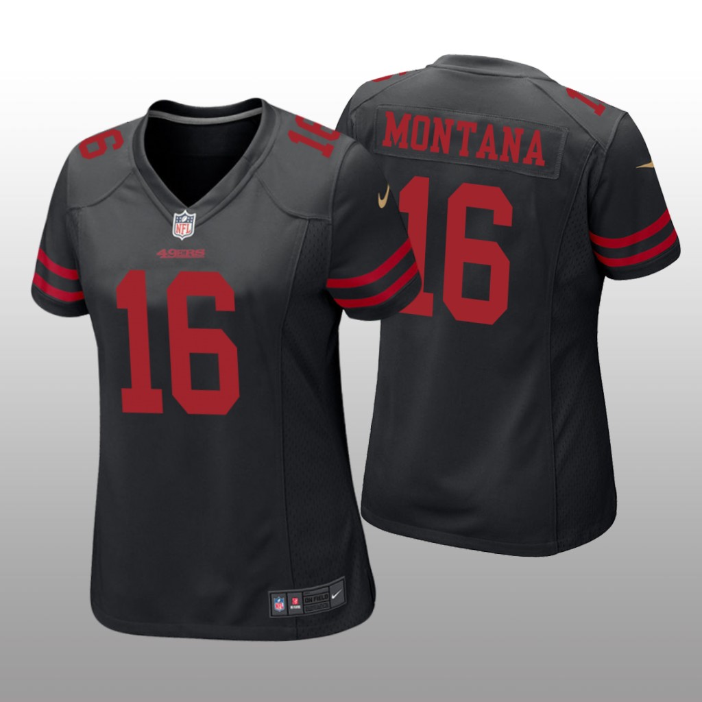 San Francisco 49ers Joe Montana Black Jersey Game - Women's