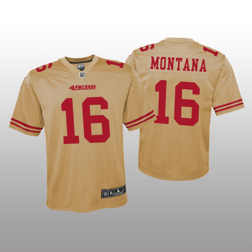San Francisco 49ers Joe Montana Gold Jersey Inverted Game - Youth