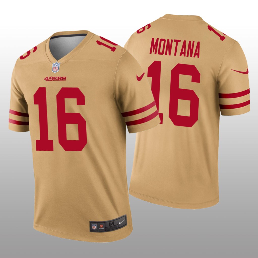 San Francisco 49ers Joe Montana Gold Jersey Inverted Legend - Men's