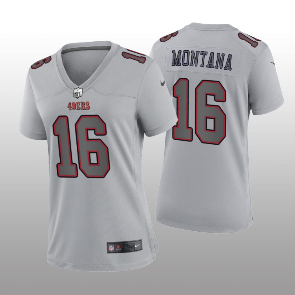 San Francisco 49ers Joe Montana Gray Jersey Atmosphere Fashion Game - Women's