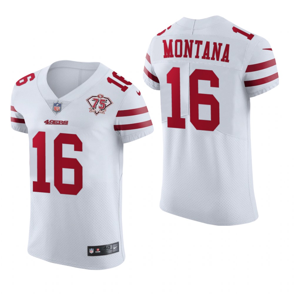 San Francisco 49ers Joe Montana White Jersey 75th Anniversary Men's