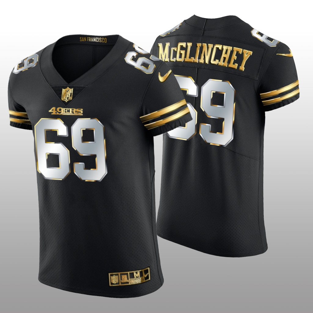 San Francisco 49ers Mike McGlinchey Black Elite Jersey Golden Edition Men's
