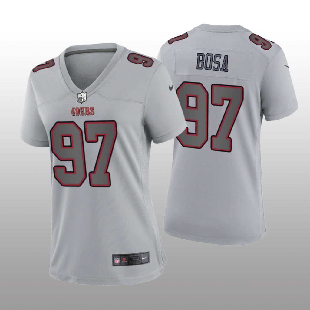 San Francisco 49ers Nick Bosa Gray Jersey Atmosphere Fashion Game - Women's