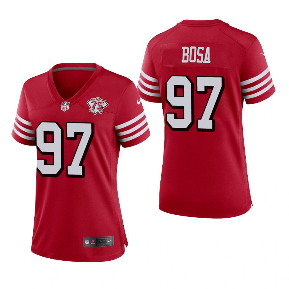 San Francisco 49ers Nick Bosa Scarlet Jersey 75th Anniversary - Women's