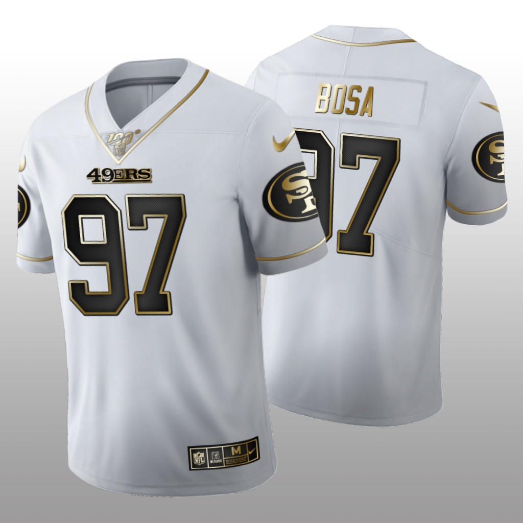 San Francisco 49ers Nick Bosa White Golden Edition Jersey 100th Season Men's