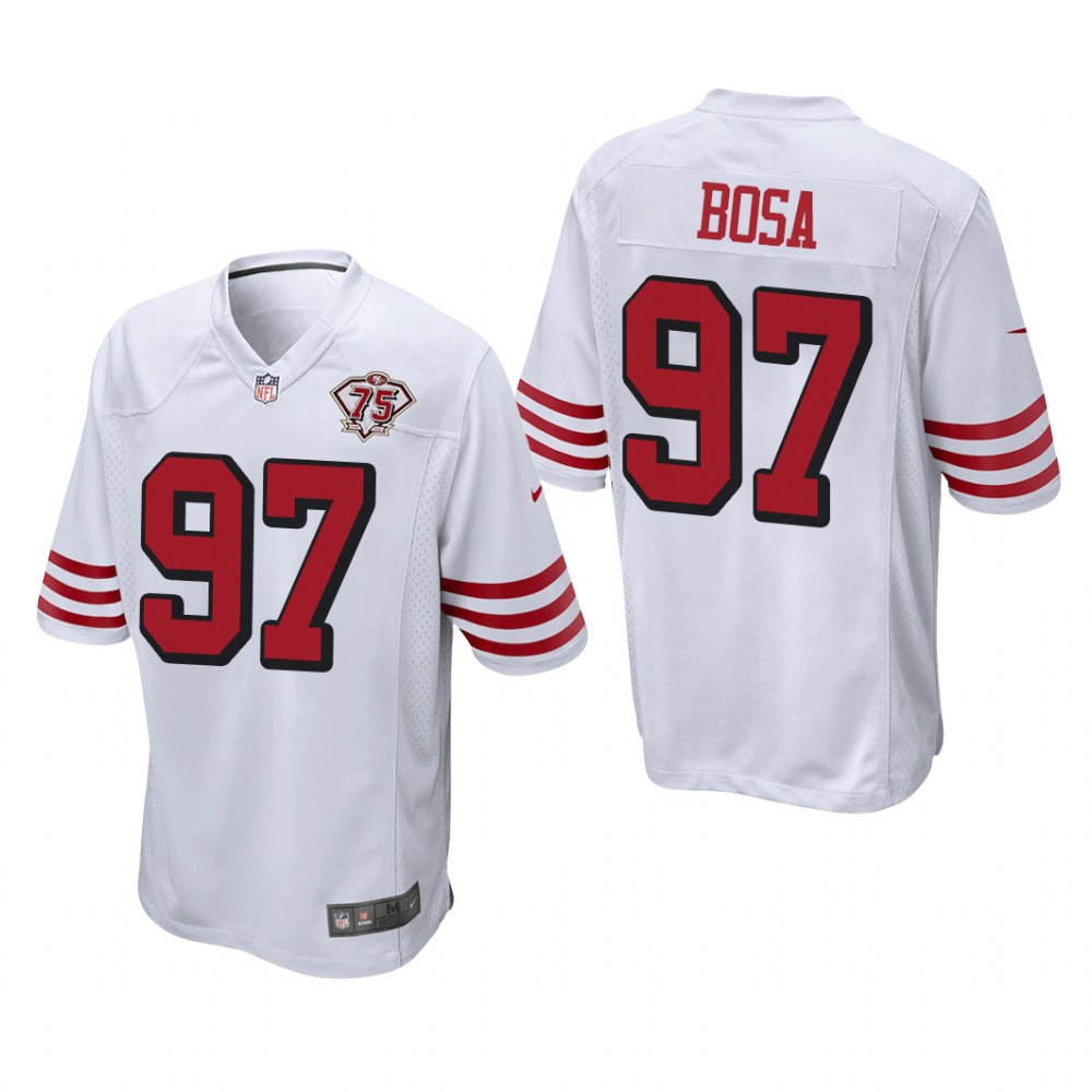 San Francisco 49ers Nick Bosa White Throwback Game Jersey 75th Anniversary - Men's