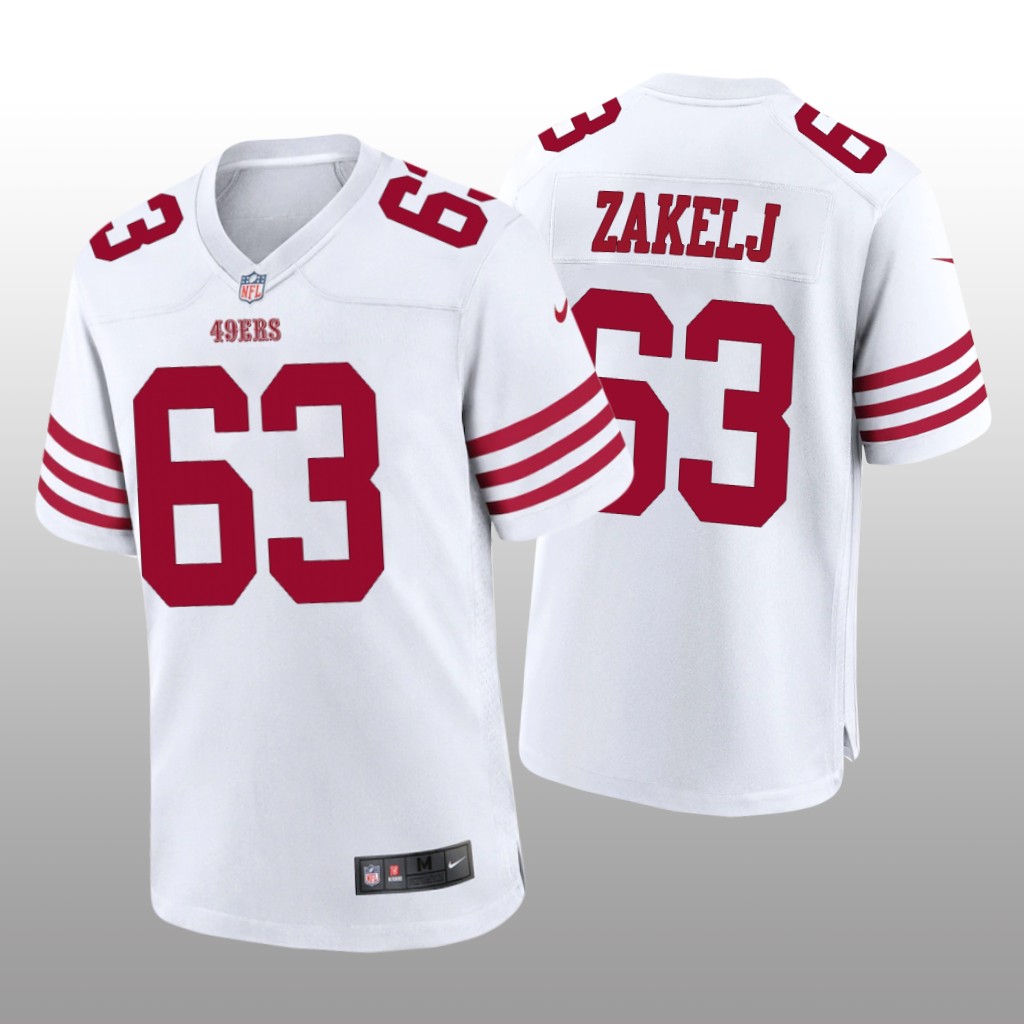 San Francisco 49ers Nick Zakelj White Jersey Game - Men's