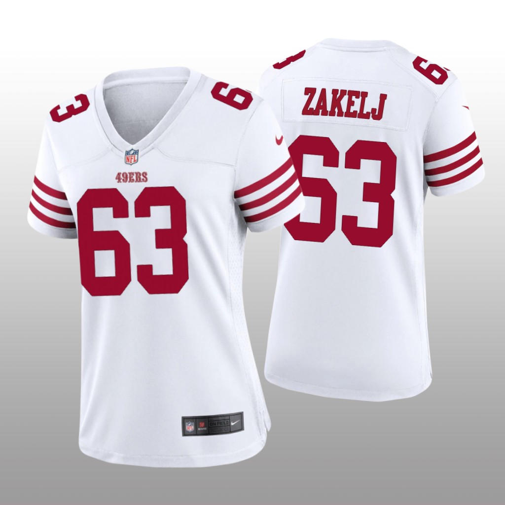 San Francisco 49ers Nick Zakelj White Jersey Game - Women's