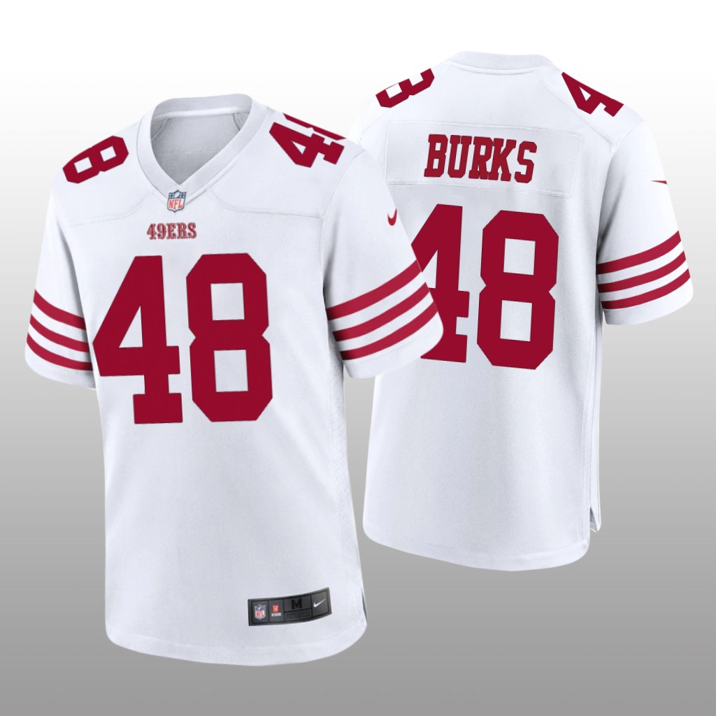 San Francisco 49ers Oren Burks White Jersey Game - Men's