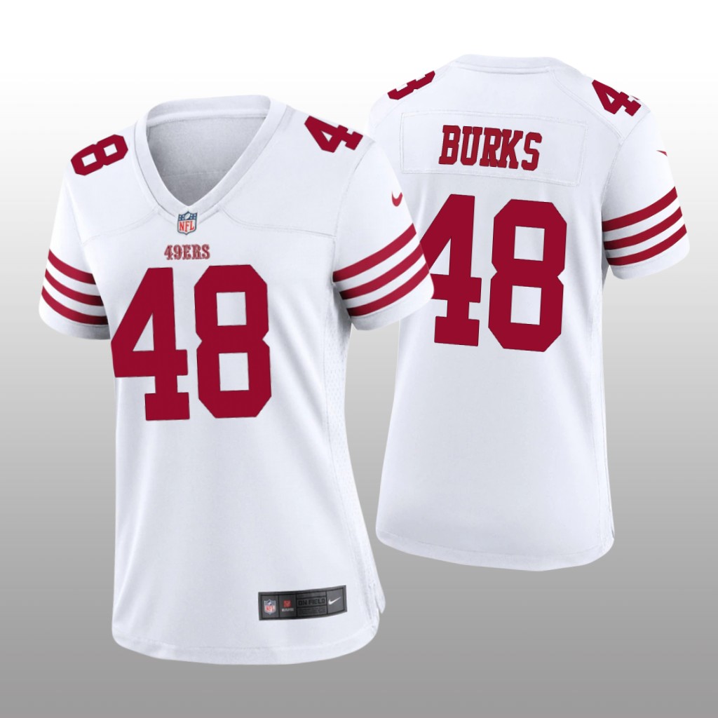 San Francisco 49ers Oren Burks White Jersey Game - Women's