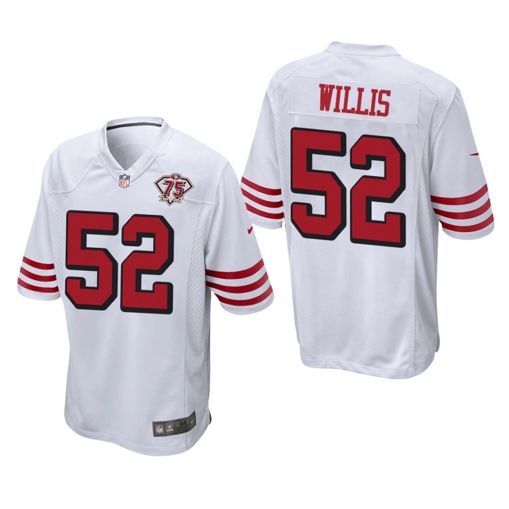 San Francisco 49ers Patrick Willis White Throwback Game Jersey 75th Anniversary - Men's