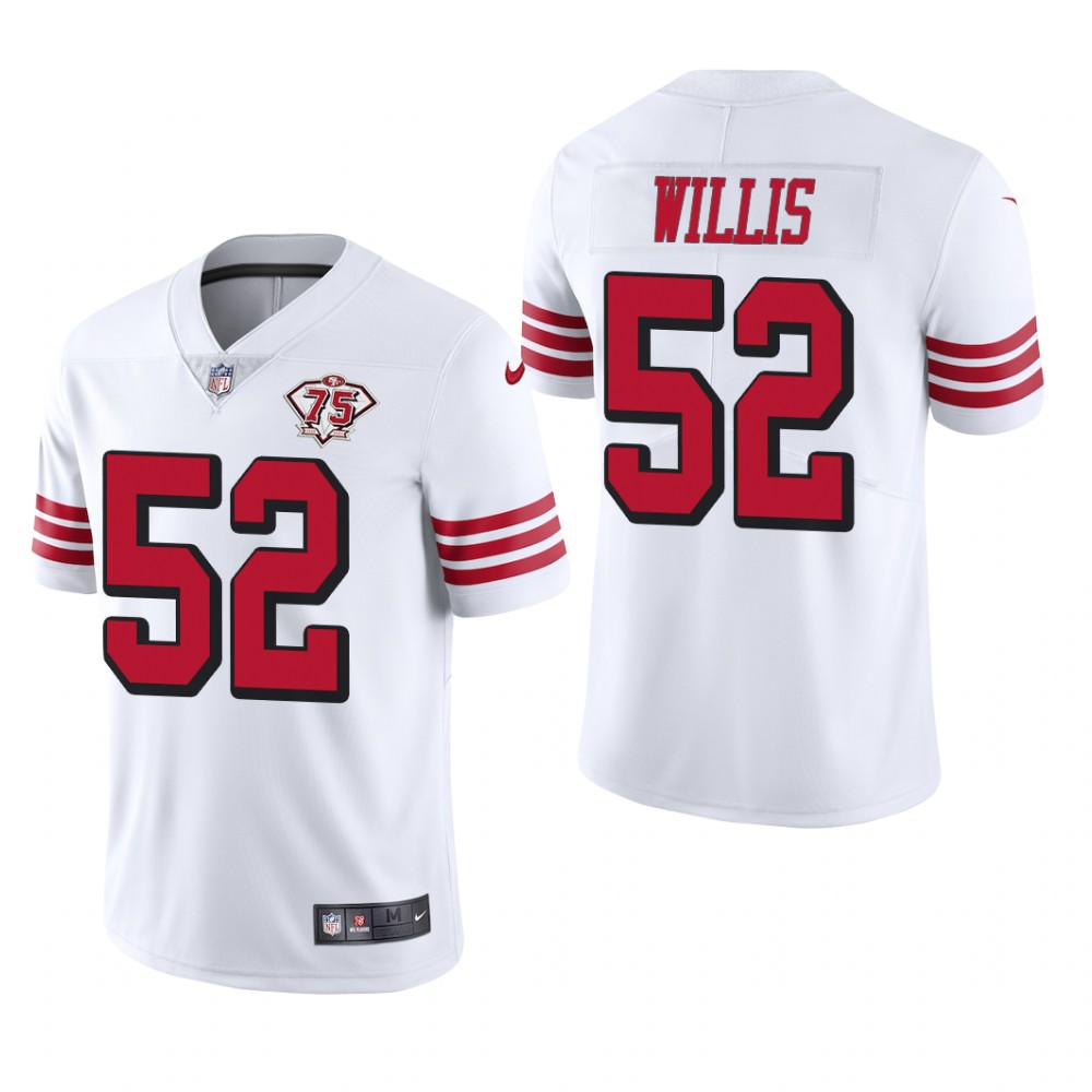San Francisco 49ers Patrick Willis White Throwback Limited Jersey 75th Anniversary - Men's