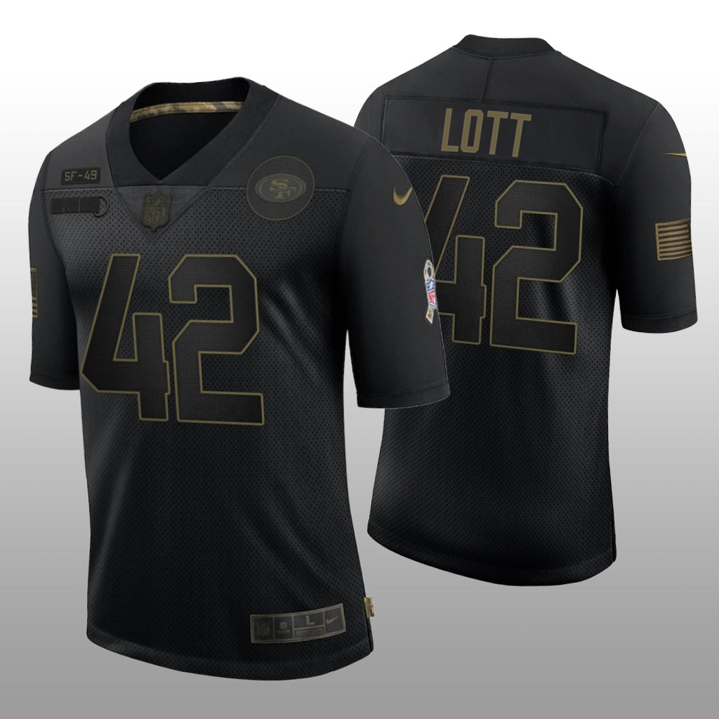 San Francisco 49ers Ronnie Lott Black Retired Jersey 2020 Salute To Service - Men's