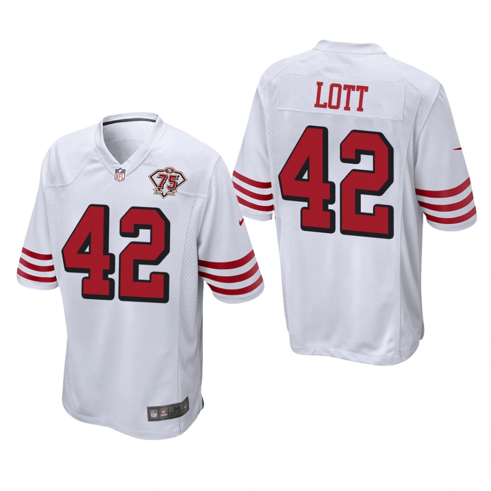 San Francisco 49ers Ronnie Lott White Throwback Game Jersey 75th Anniversary - Men's
