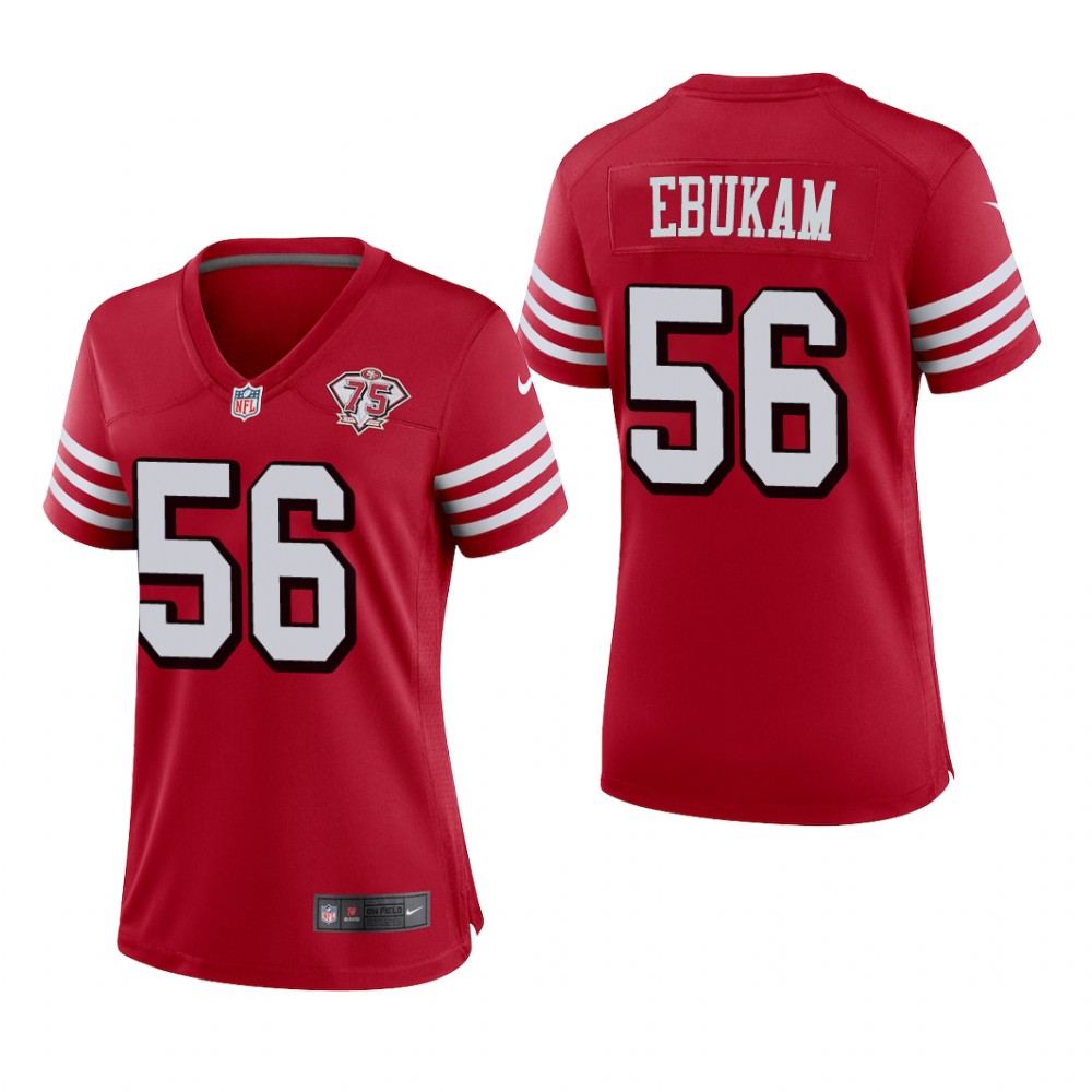 San Francisco 49ers Samson Ebukam Scarlet Jersey 75th Anniversary - Women's