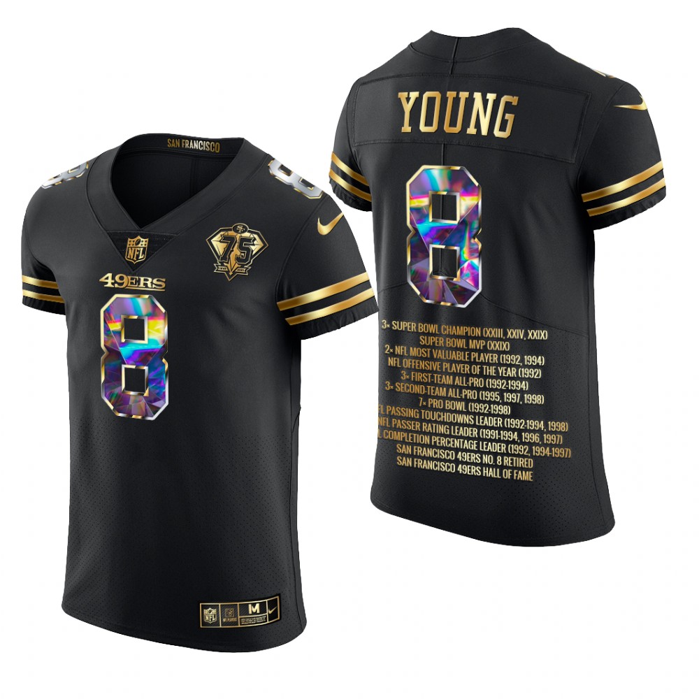 San Francisco 49ers Steve Young Black Jersey 2021 Career Highlights Men's