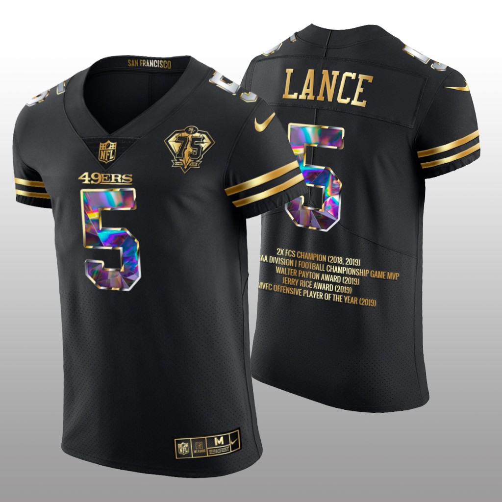 San Francisco 49ers Trey Lance Black 75th Anniversary 2021 Career Highlights - Men's