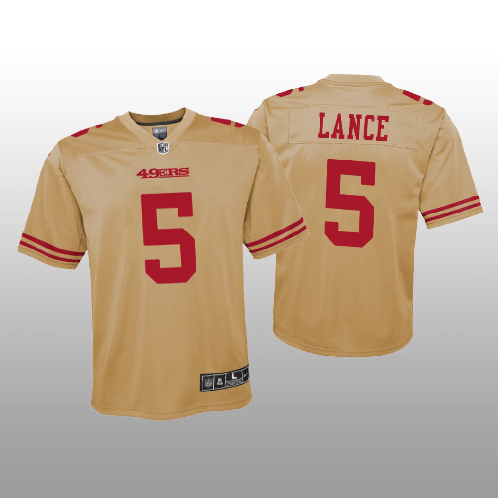 San Francisco 49ers Trey Lance Gold Jersey Inverted Game - Youth