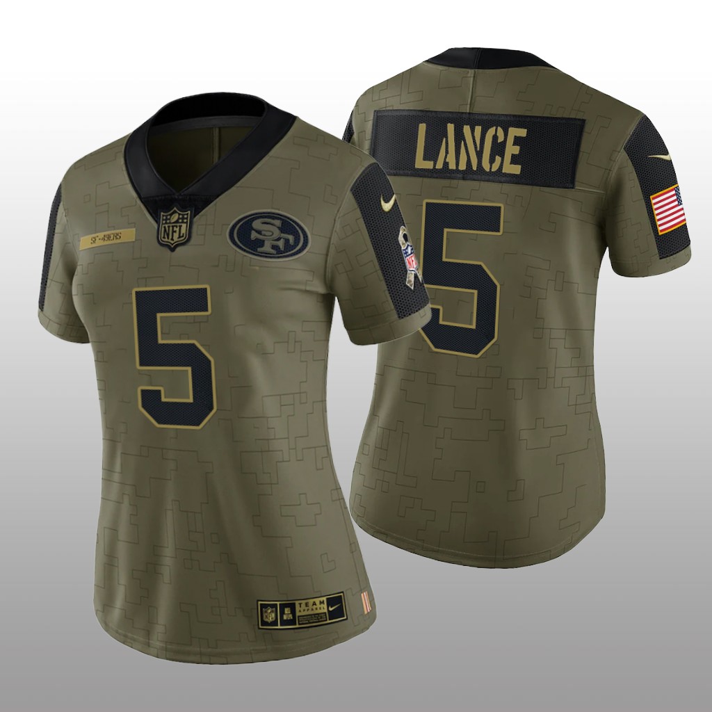 San Francisco 49ers Trey Lance Olive Limited Jersey 2021 Salute To Service - Women's