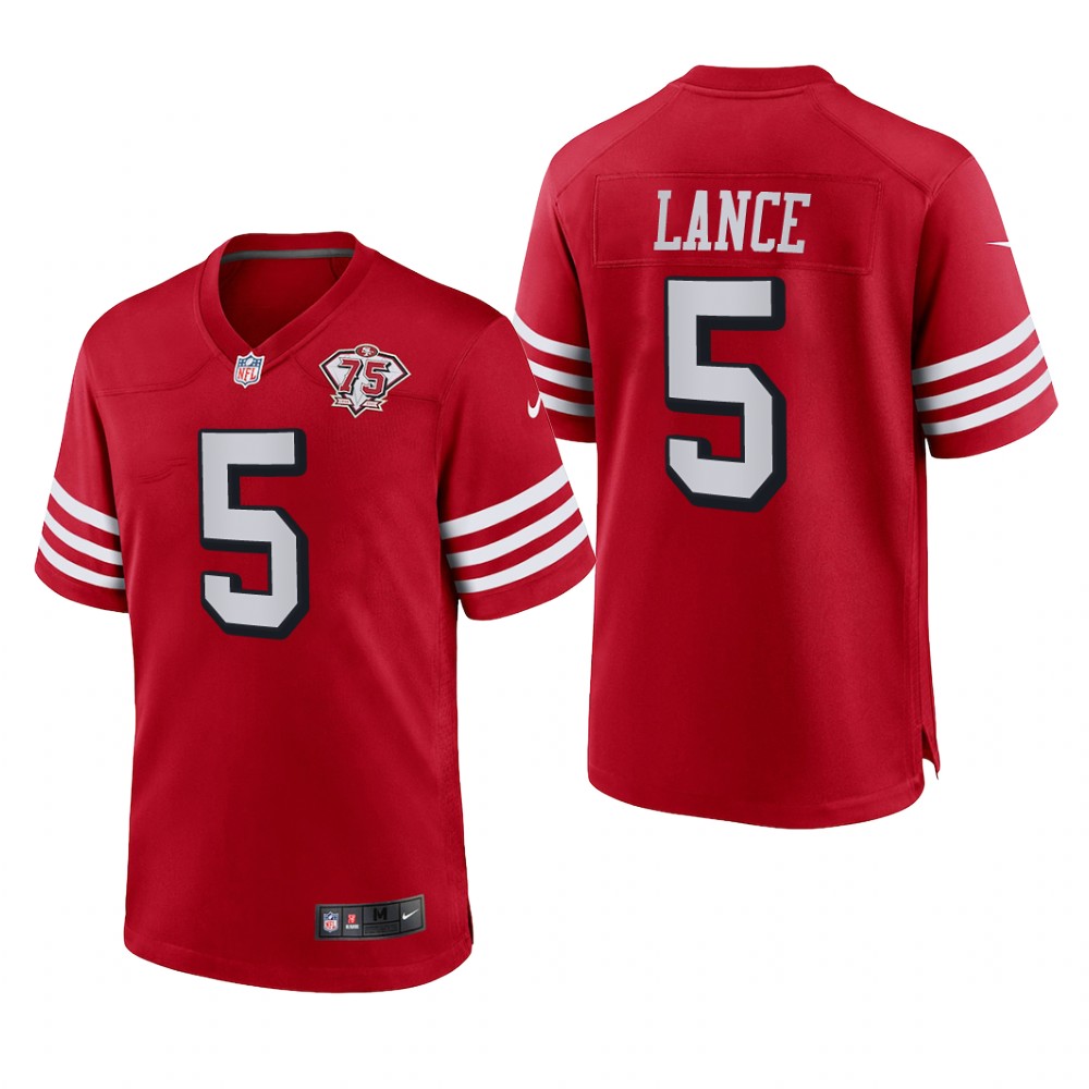 San Francisco 49ers Trey Lance Scarlet Jersey 75th Anniversary - Men's