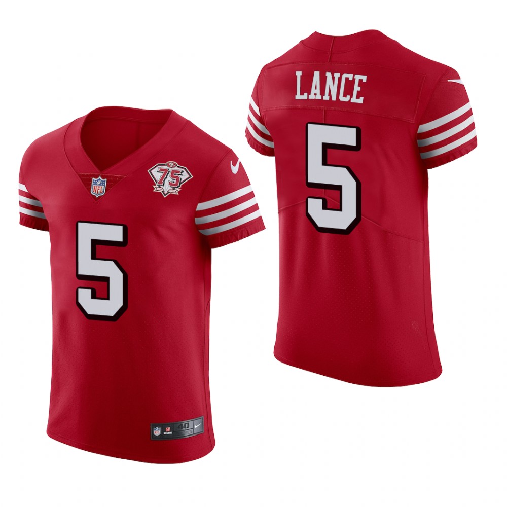 San Francisco 49ers Trey Lance Scarlet Vapor Elite Jersey 75th Anniversary - Men's
