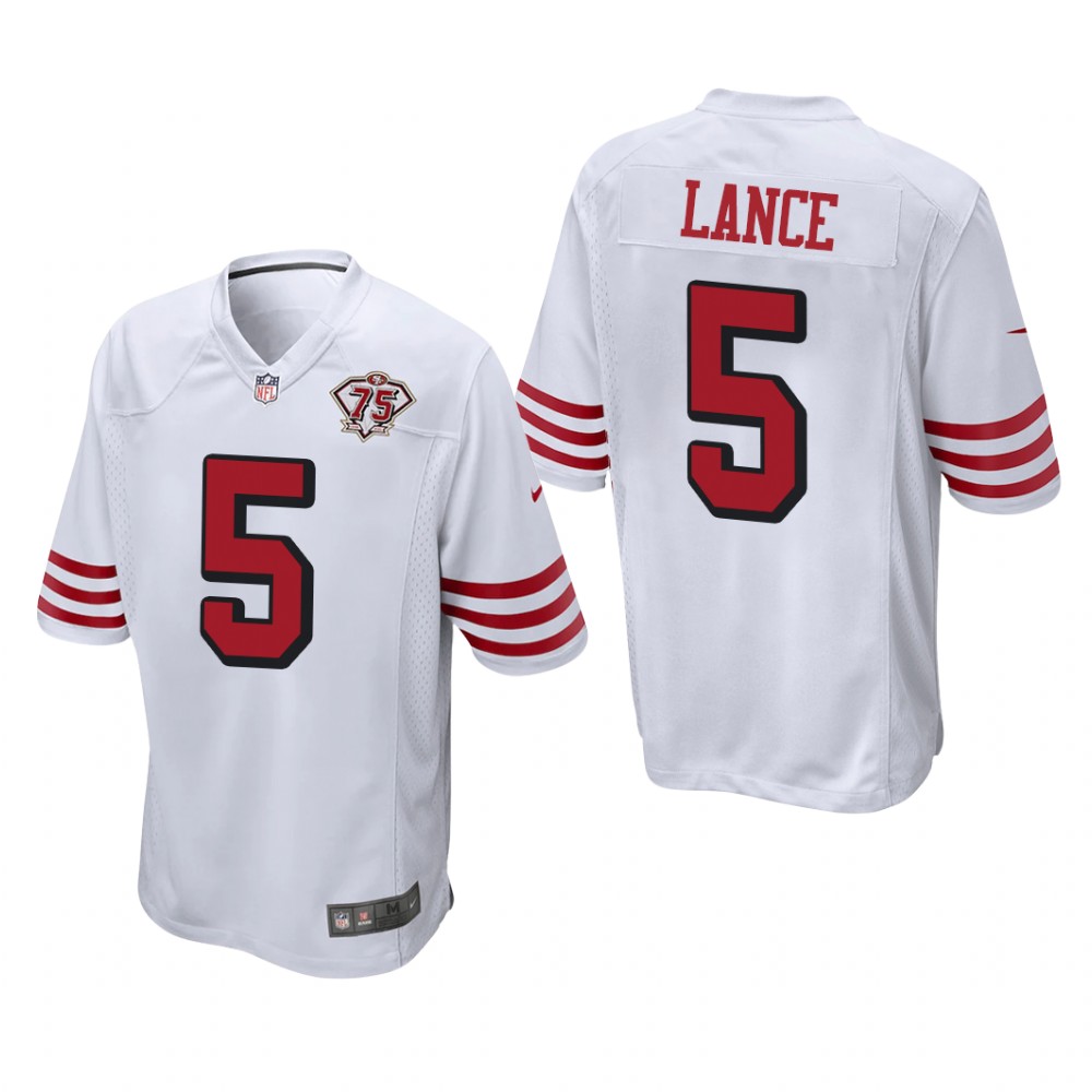 San Francisco 49ers Trey Lance White Throwback Game Jersey 75th Anniversary - Men's