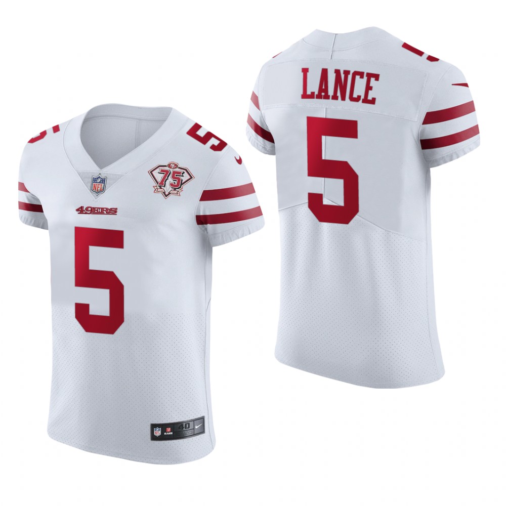 San Francisco 49ers Trey Lance White Vapor Elite Jersey 75th Anniversary - Men's