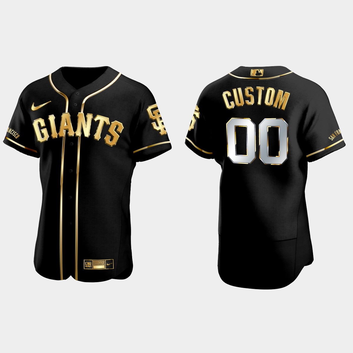 San Francisco Giants #00 Custom Golden Edition Jersey - Black