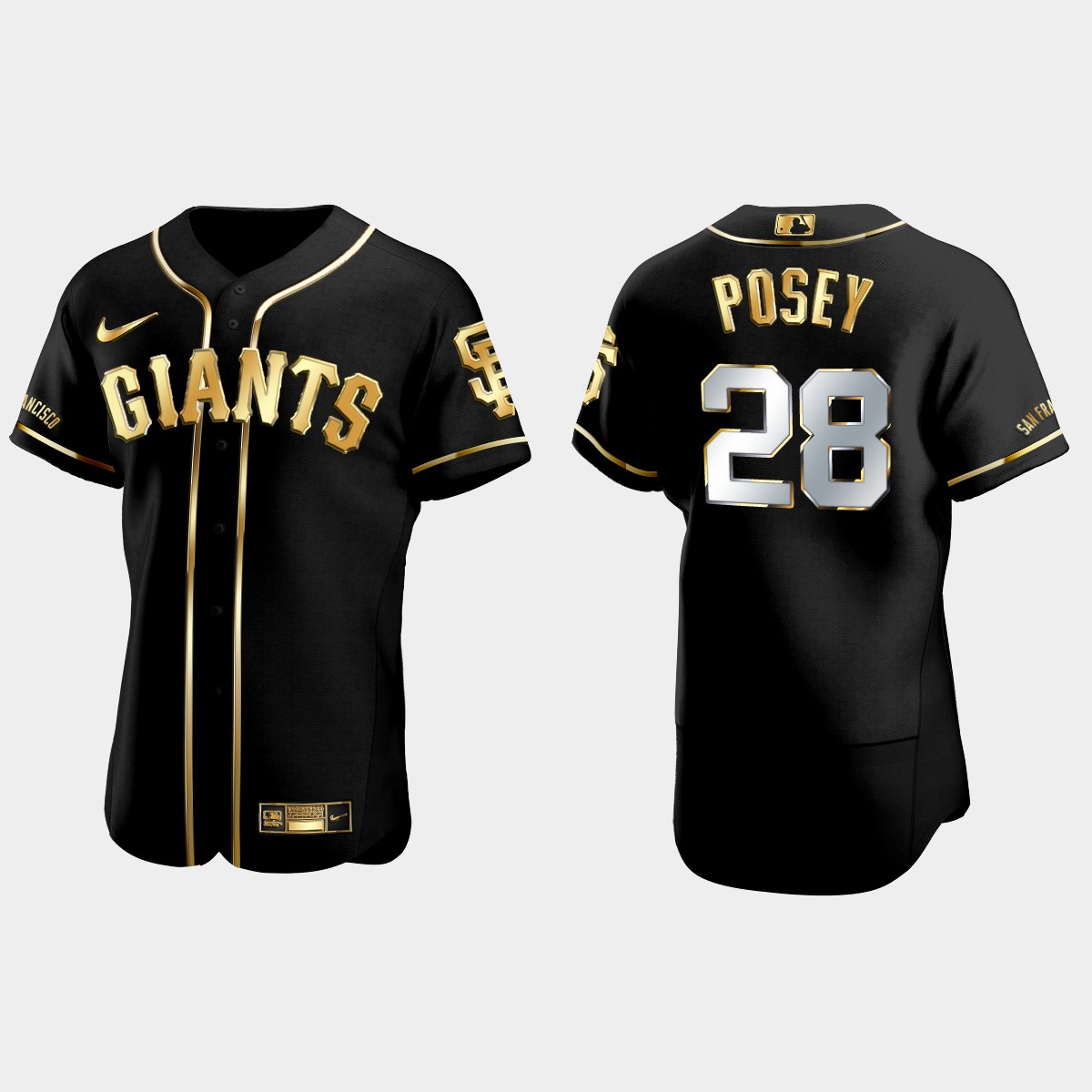 San Francisco Giants #28 Buster Posey Golden Edition Jersey - Black