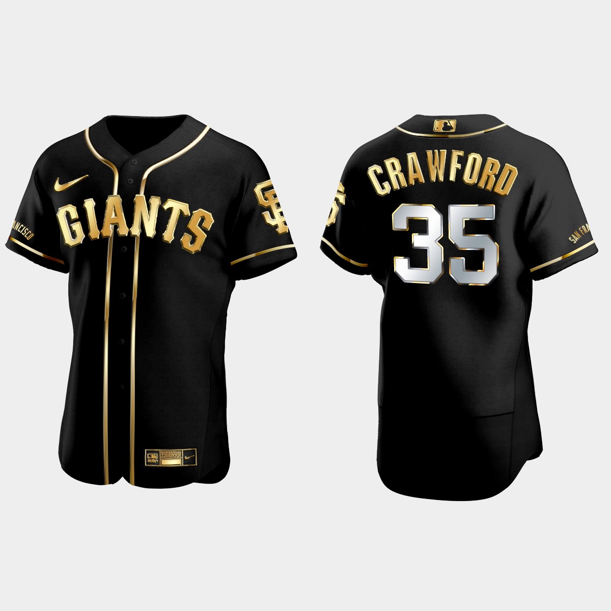 San Francisco Giants #35 Brandon Crawford Golden Edition Jersey - Black