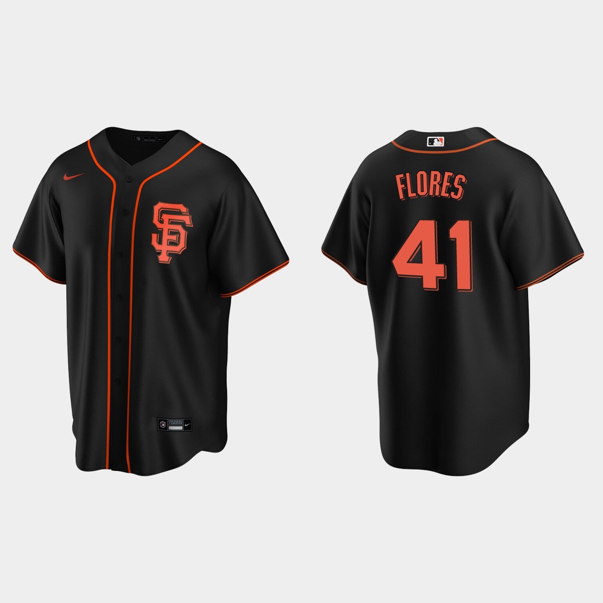 San Francisco Giants #41 Wilmer Flores Alternate Jersey - Black