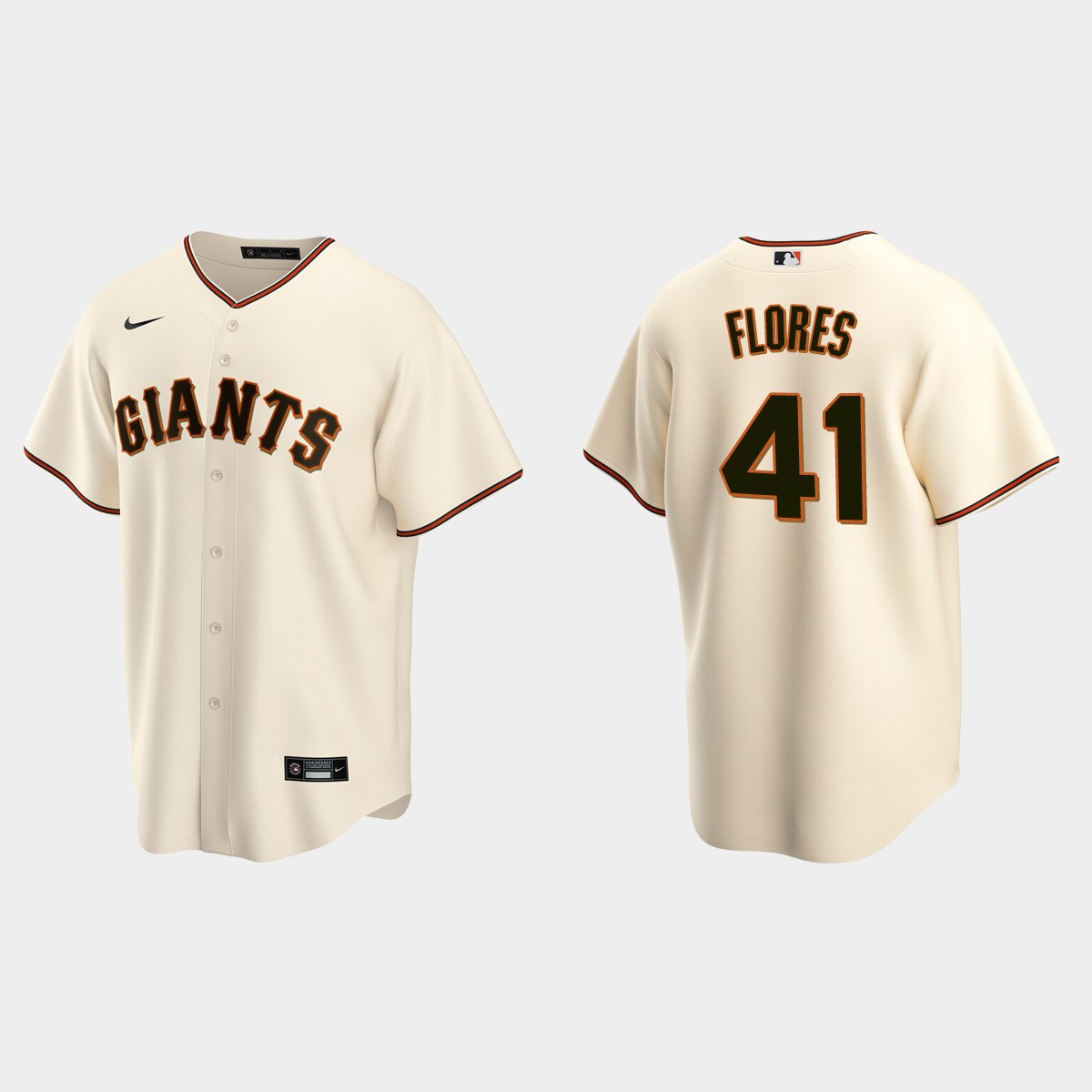 San Francisco Giants #41 Wilmer Flores Home Jersey - Cream
