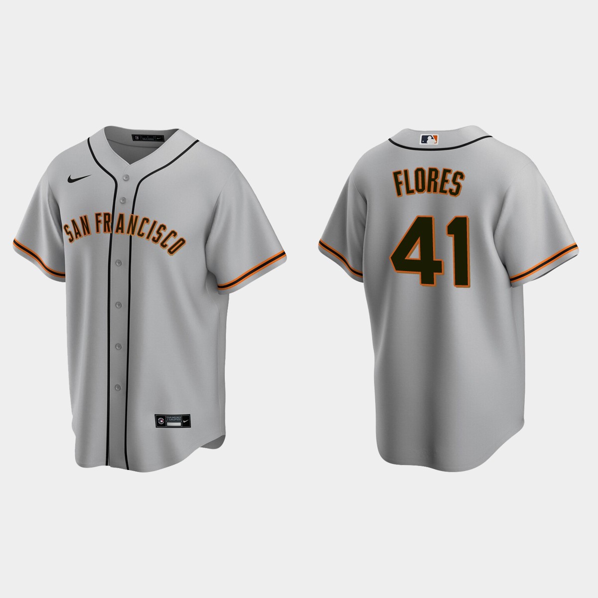 San Francisco Giants #41 Wilmer Flores Road Jersey - Gray