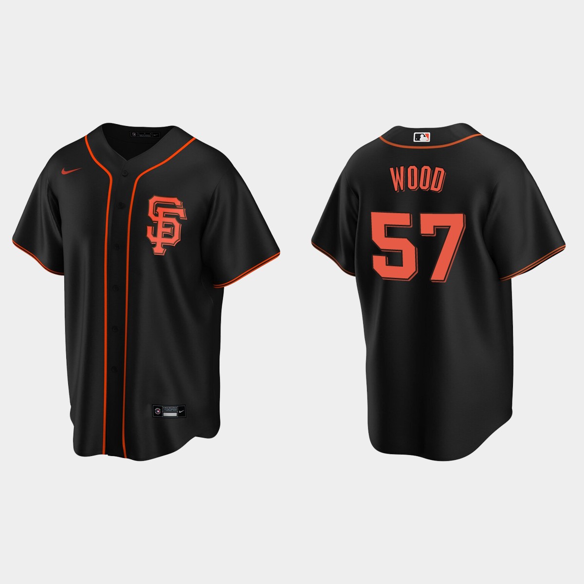 San Francisco Giants #57 Alex Wood Alternate Jersey - Black