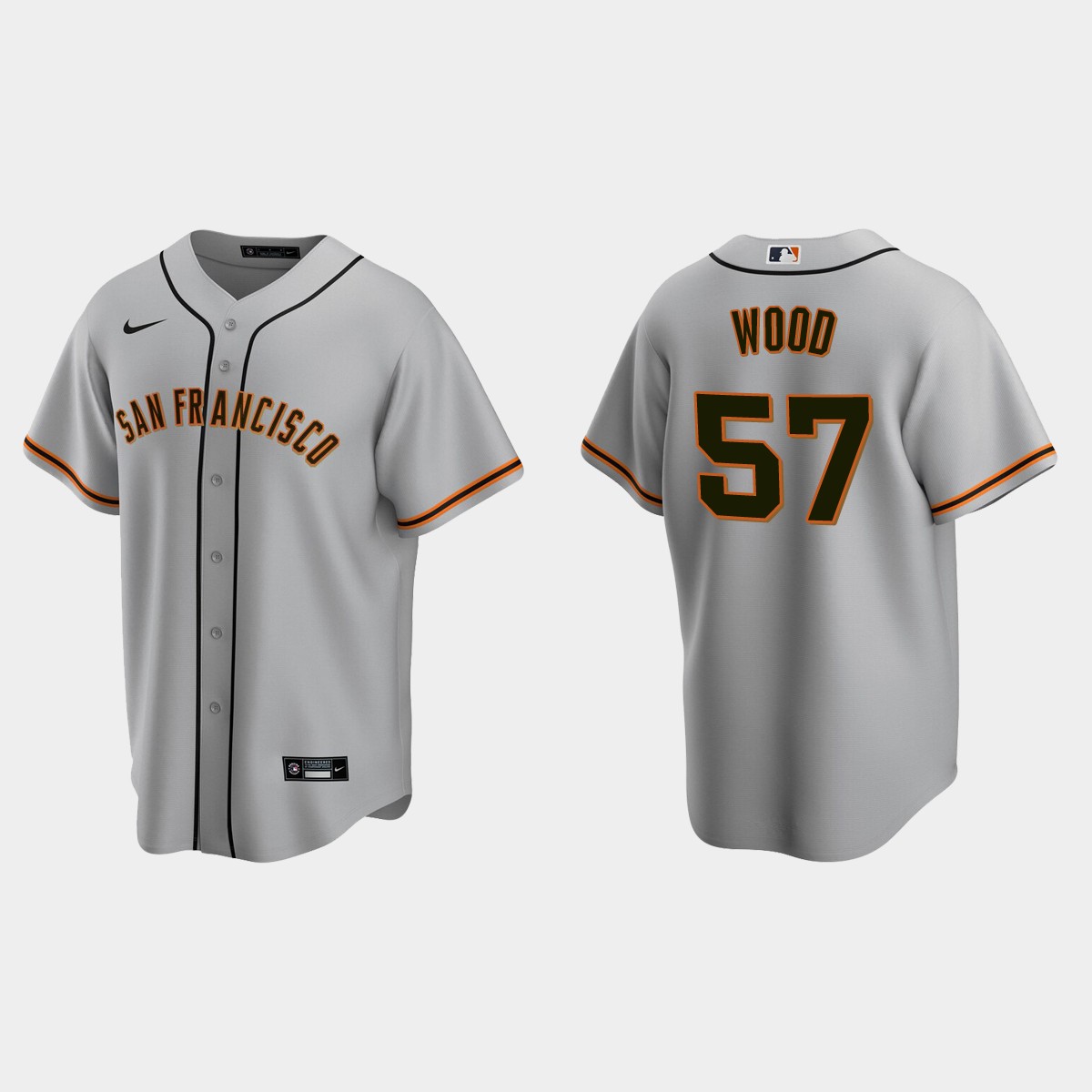 San Francisco Giants #57 Alex Wood Road Jersey - Gray