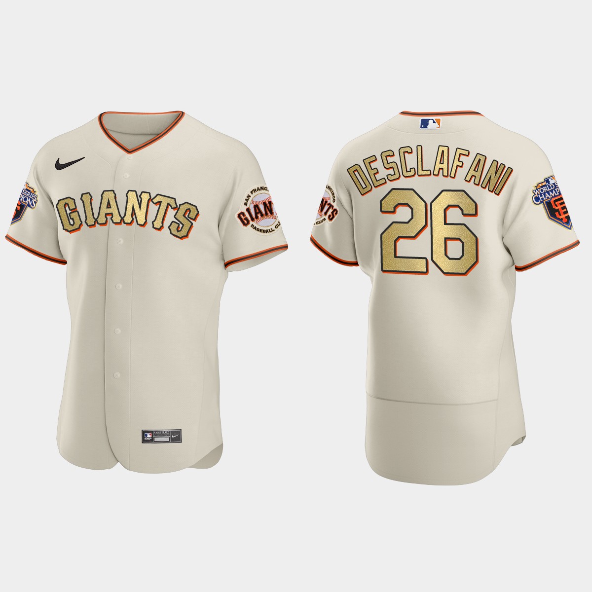 San Francisco Giants Anthony DeSclafani Cream Gold 2010 World Series Champions Jersey