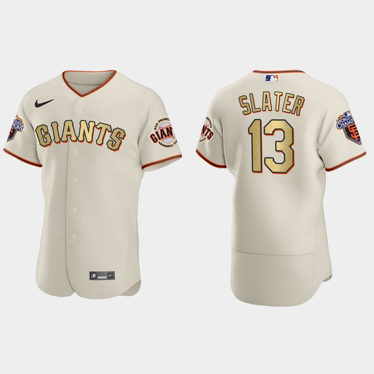 San Francisco Giants Austin Slater Cream Gold 2010 World Series Champions Jersey
