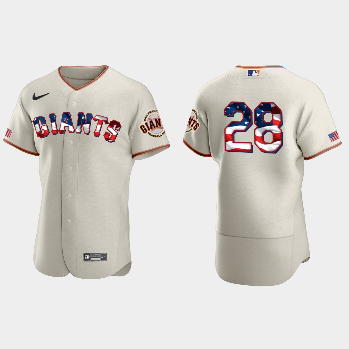 San Francisco Giants Buster Posey 2020 Stars And Stripes 4th of July Jersey - Cream