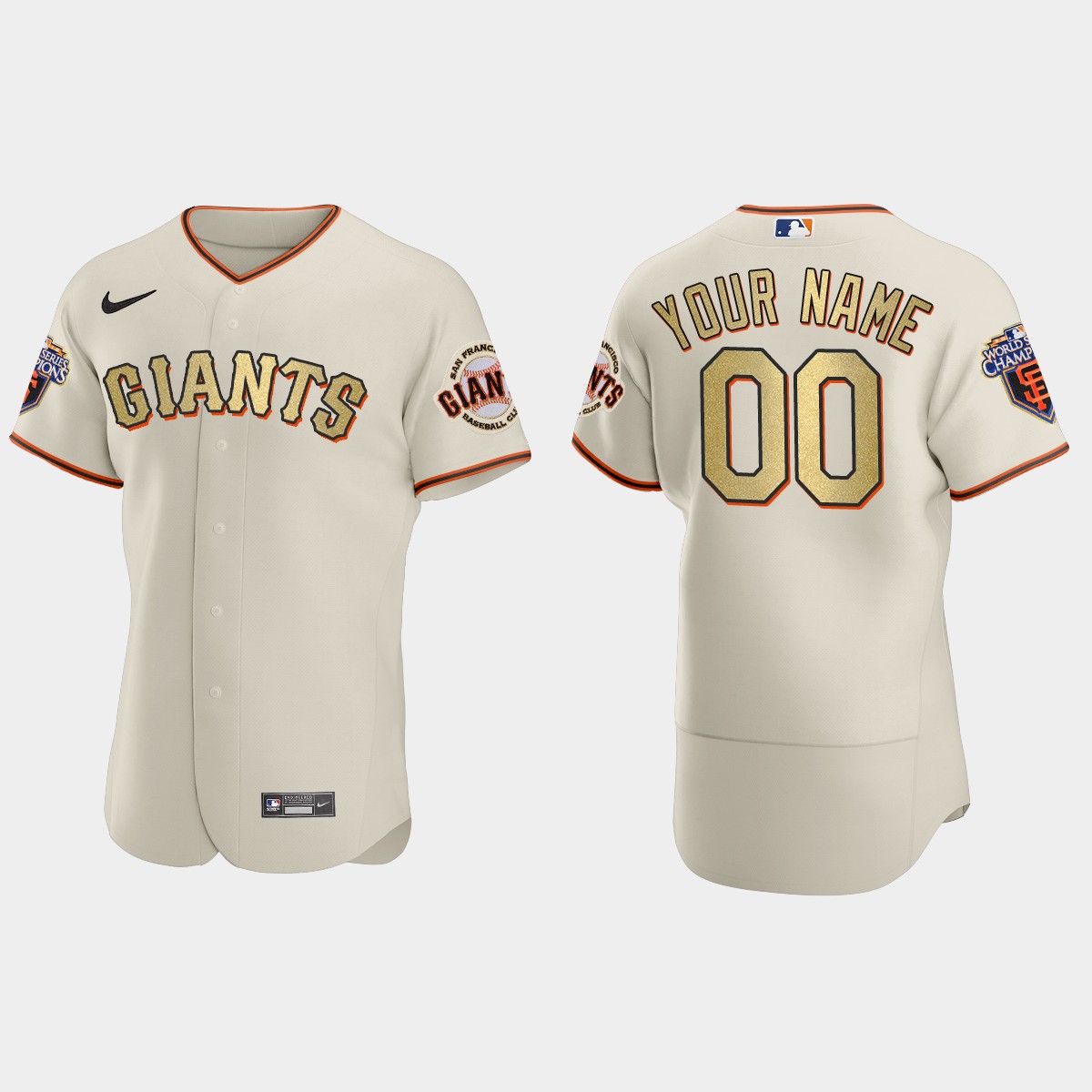 San Francisco Giants Custom Cream Gold 2010 World Series Champions Jersey