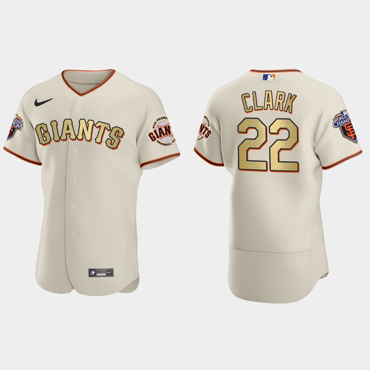 San Francisco Giants Will Clark Cream Gold 2010 World Series Champions Jersey