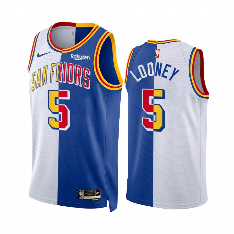 San Francisco Warriors Kevon Looney 2022 Split Edition White Royal Jersey Classic