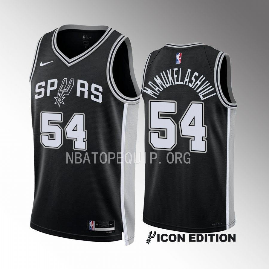 Sandro Mamukelashvili San Antonio Spurs #54 Black Jersey 2022-23 Icon Edition Swingman