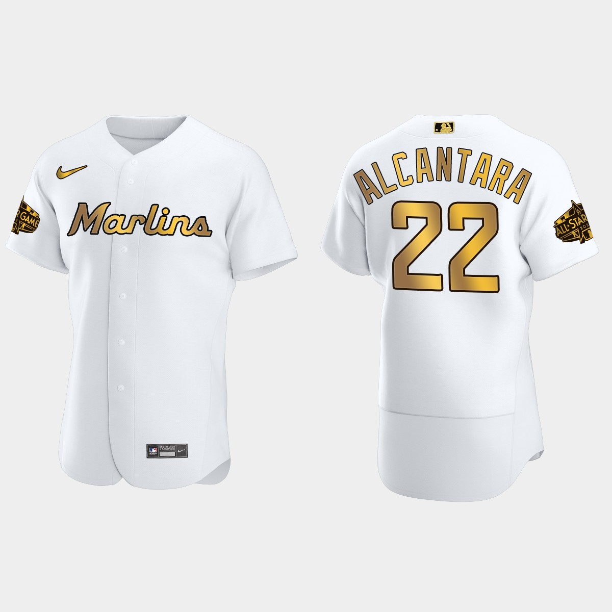 Sandy Alcantara Miami Marlins 2022 MLB All-Star Game Jersey - White Gold