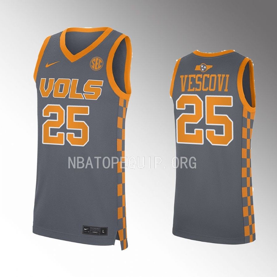 Santiago Vescovi Tennessee Volunteers Grey Jersey 2022-23 NCAA